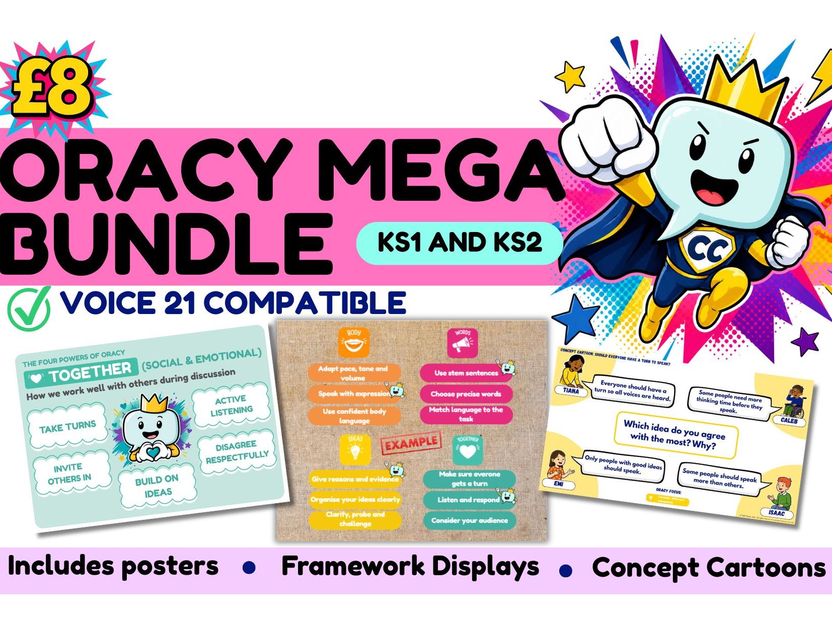 Oracy Mega Bundle | KS1 & KS2 | Voice 21 Compatible | Displays, Concept Cartoons & Discussion Resources