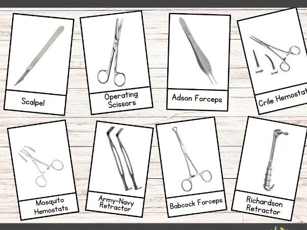 36 Surgical Instruments Flashcards | Medical Tools Flashcards with Real Identification Card