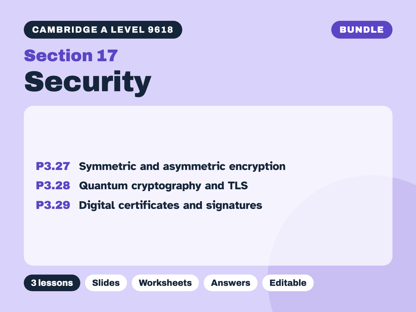 Cambridge A Level Computer Science 9618 – Section 17 Security – Bundle (3 lessons)