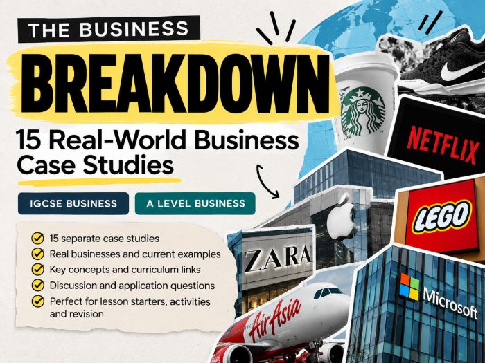 15 Real-World Business Case Studies | IGCSE & A Level Business | FREE Resource Bundle