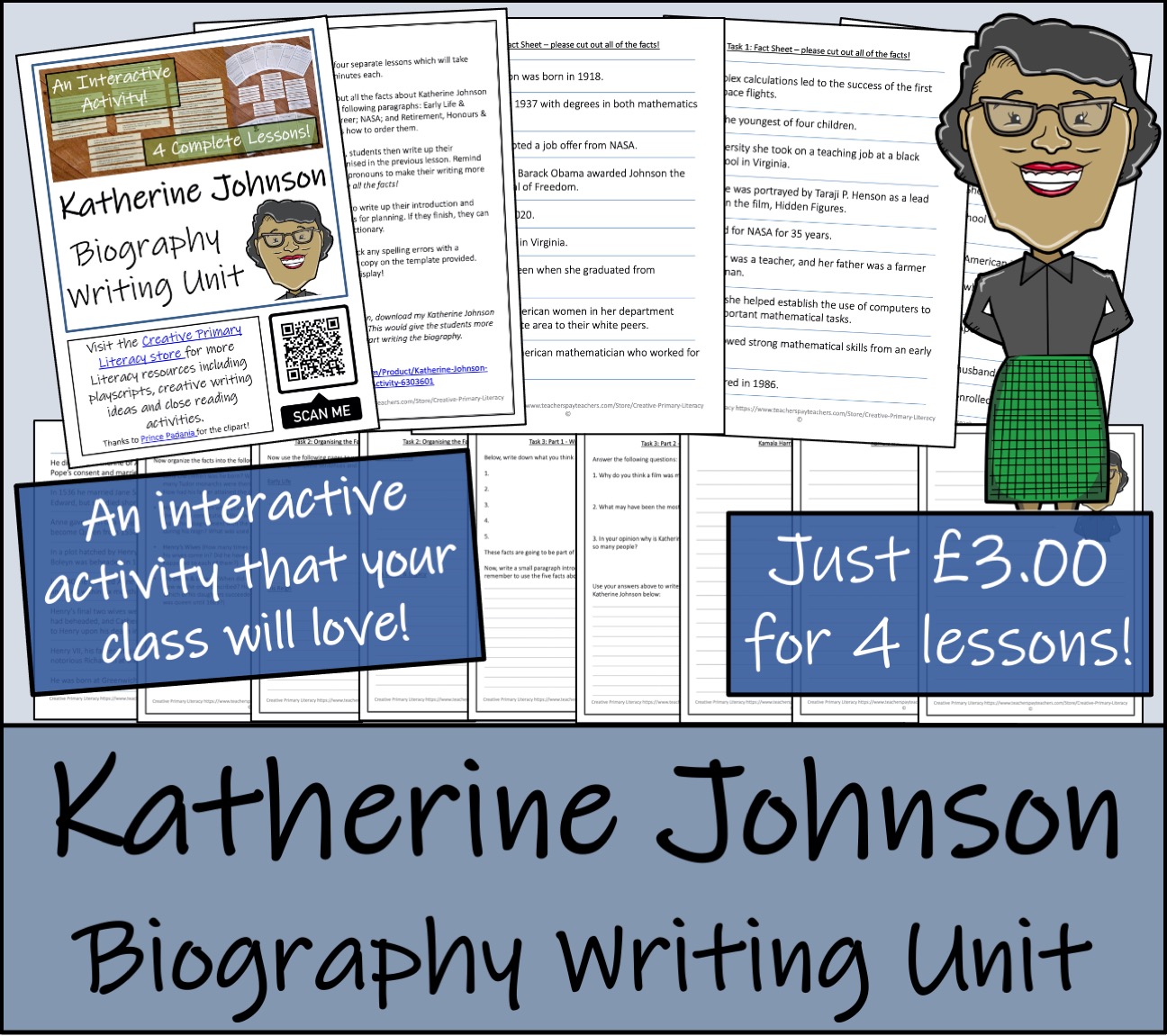 UKS2 Katherine Johnson Biography Writing Unit Teaching Resources