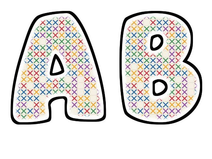 Cross Stitch Glow Bubble Letters | Bulletin Board Letters | Classroom Display Pack