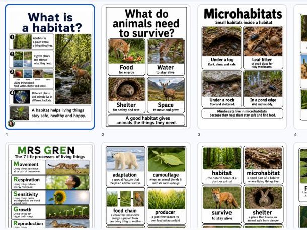 Year 4/3 Science Habitats Display Pack | Inclusive Science Vocabulary Cards with Realistic Images