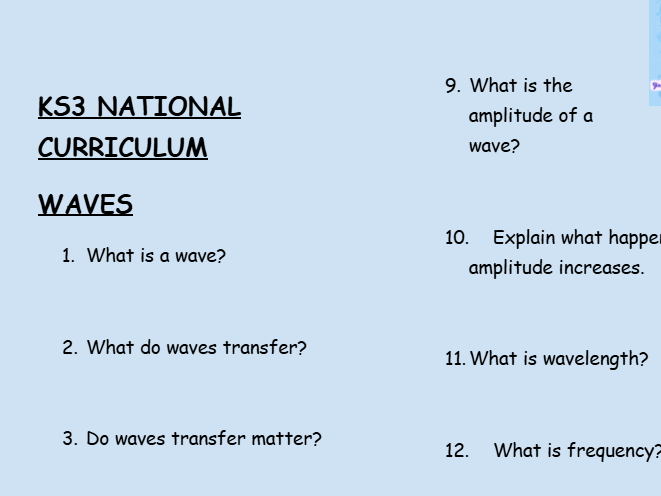 KS3 Waves Revision Worksheets | 30 Questions & Answers | PDF Download