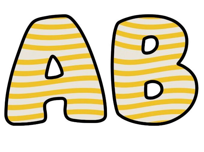 Yellow Wavy Lines Alphabet Letters | Classroom Display, A-Z 0-9 and Signs