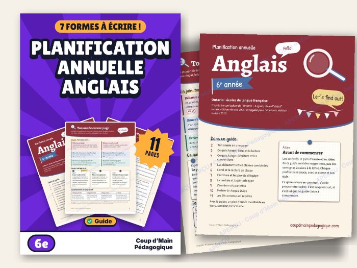 French Year Long Plan Grade 6 Ontario English | Planif annuelle Anglais 6e