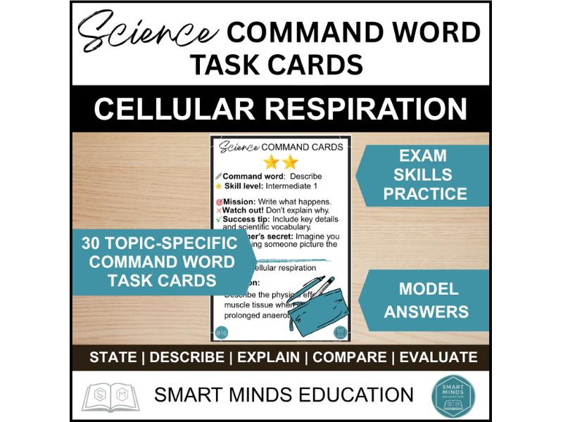 CELLULAR RESPIRATION COMMAND WORD TASK CARDS | SCIENCE EXAM PRACTICE