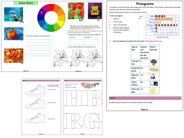 Colour theory unit 5 lessons, pictogram, pictographs, info-graphics,  colour wheel. Asessement FB