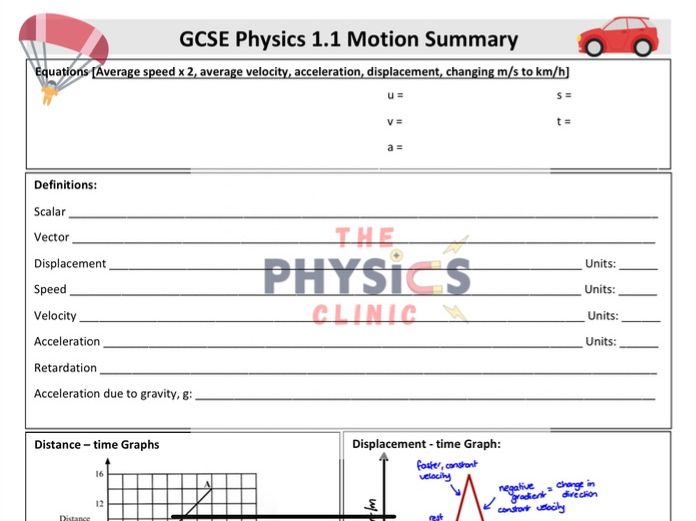GCSE Motion Revision Super Summary