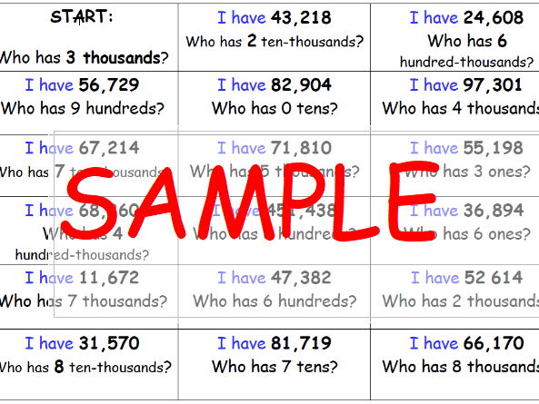 Place Value follow me loop cards KS2