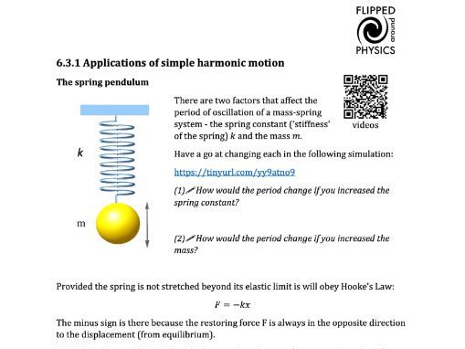 Applications of simple harmonic motion