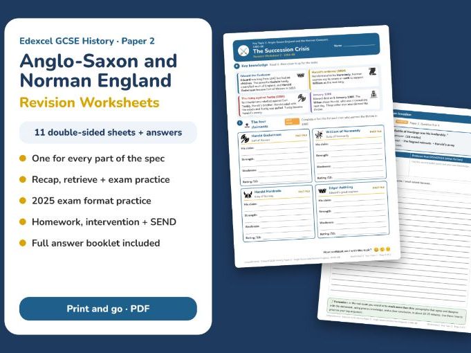 Anglo-Saxon Norman Revision/Homework Worksheets - GCSE