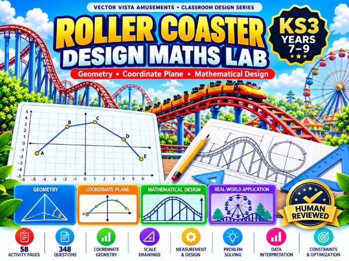 Roller Coaster Design Maths Lab | KS3 Geometry & Maths | Years 7–9 | 70 Pages