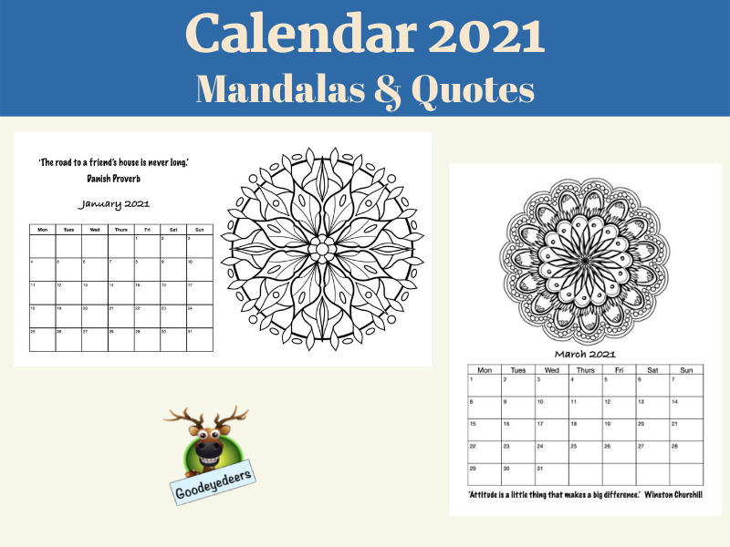 Calendar 2021 - Mandalas and Quotes