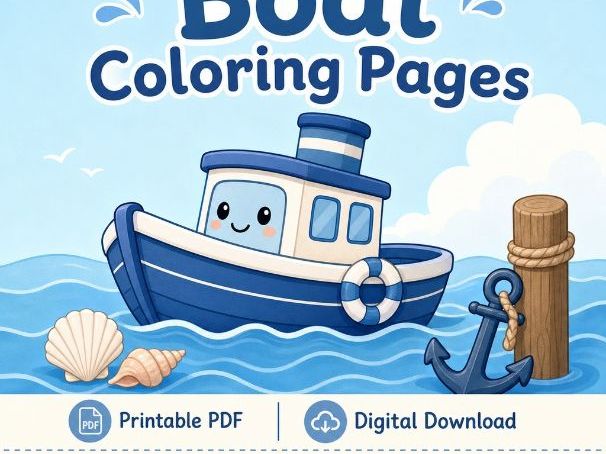 Boat Coloring Pages | Boat Coloring Pages | Printable PDF | Digital Download