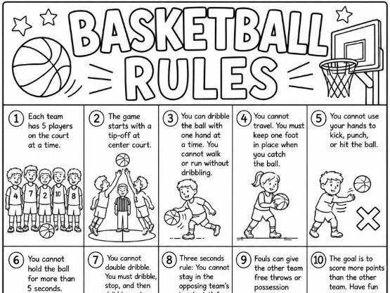 BUNDLE of 10 Sports Rules and Instructions Colouring Worksheets