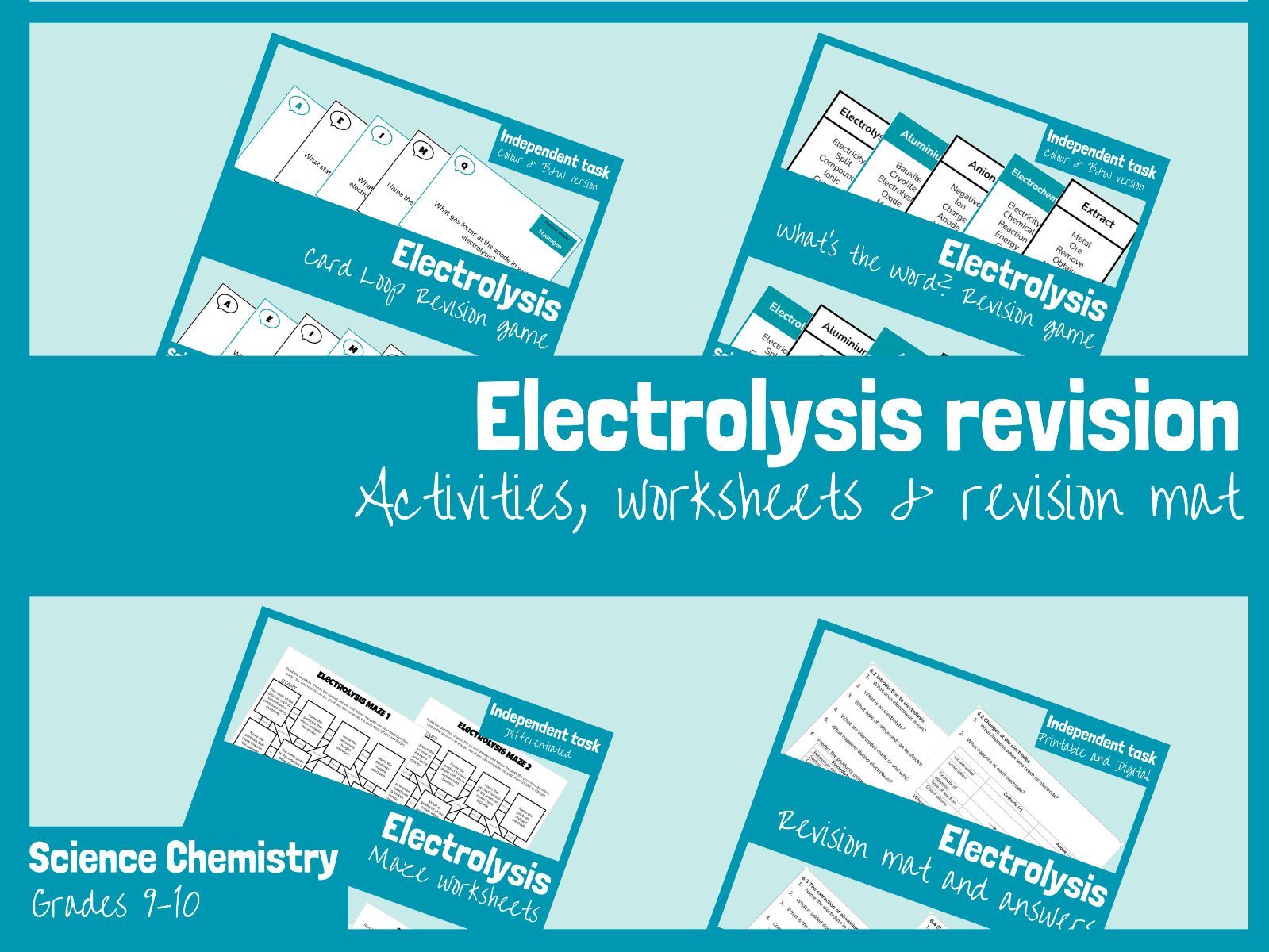GCSE Chemistry Electrolysis Revision Bundle | Games, Worksheets & Activities