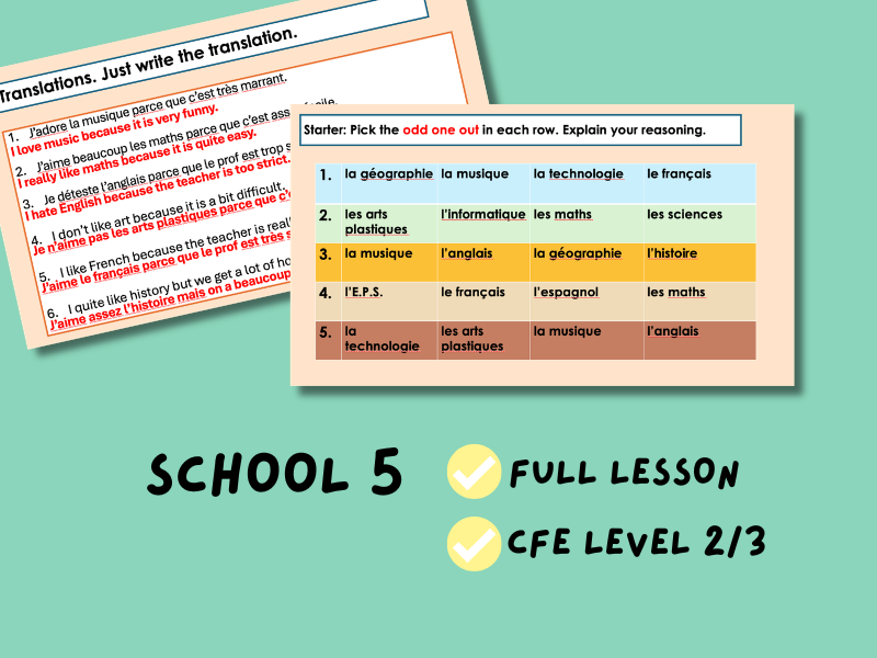 School 5 | PowerPoint Lesson | CfE Level 2/3