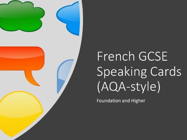 French GCSE speaking cards (AQA style), Foundation & Higher