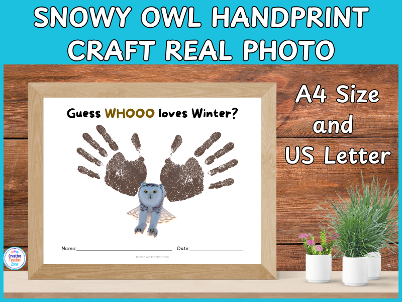 Winter Handprint Craft | Snowy Owl Real Photo