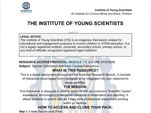 Science Research Module: Studies & Interactive Digital Portal (IYS)