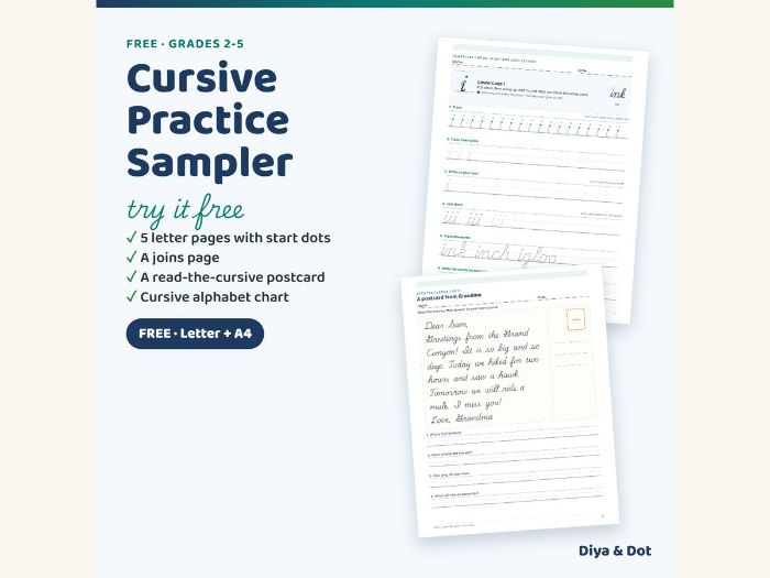 Free Cursive Handwriting Sampler
