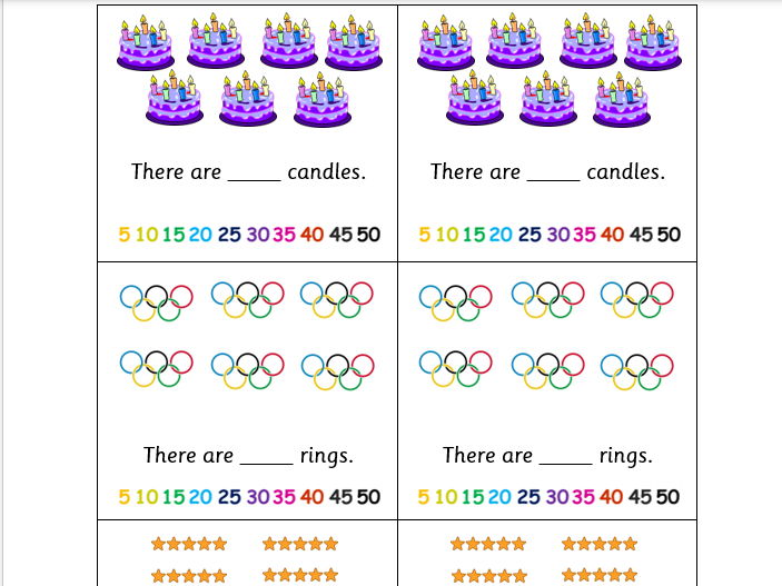 Year 1 Counting in 5s worksheet