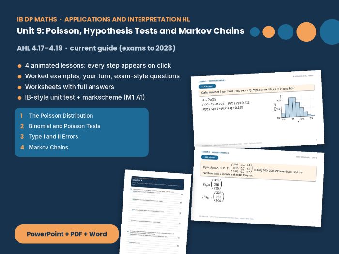 IB Maths AI HL Poisson and Markov Chains – HL Unit 9: tests, Type I and II errors, IB test
