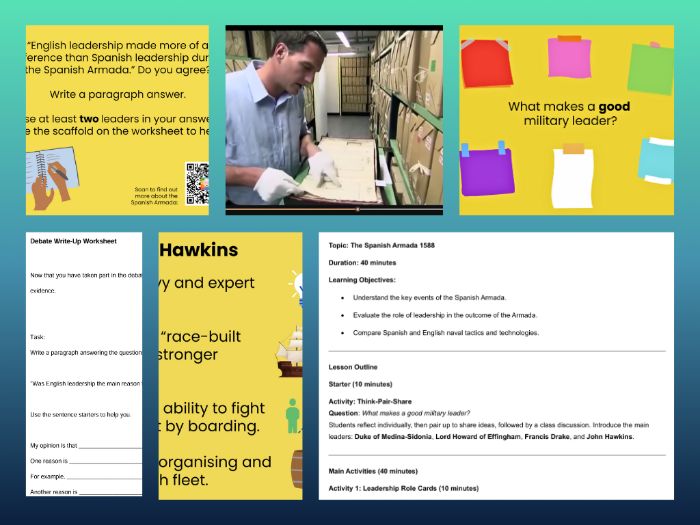 KS3 Making of the UK/GCSE History - The Spanish Armada: Evaluating Leadership Lesson