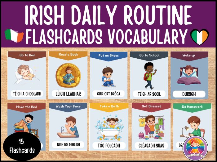 Irish Daily Routine Flashcards Vocabulary Activities for ESL Beginners.
