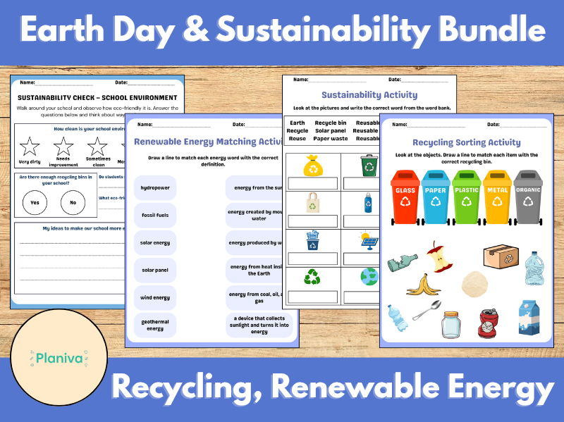 Earth Day & Sustainability Bundle | Recycling, Renewable Energy & Environment Activities