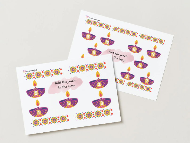 Decorate the numbered Diya - Diwali