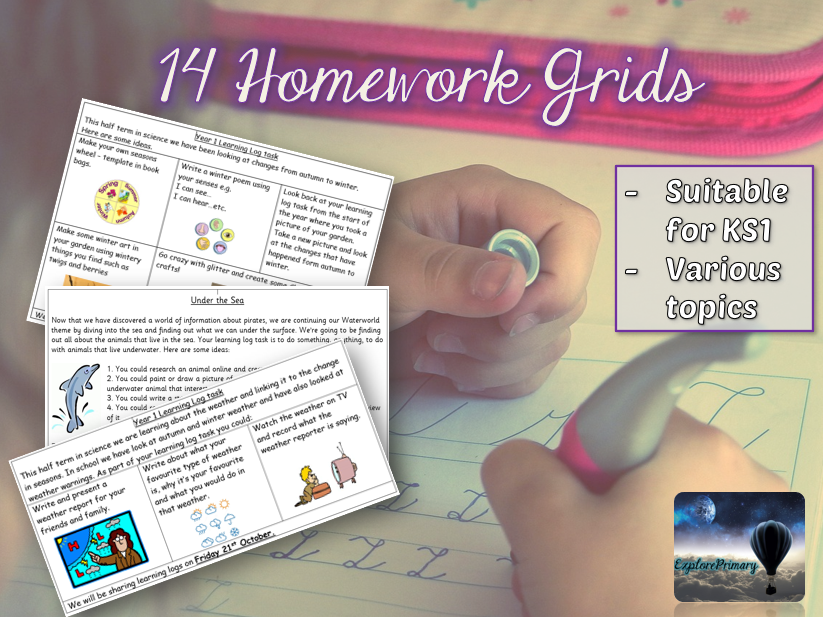 75 Homework Tasks for Y1 & Y2 - 14 sheets