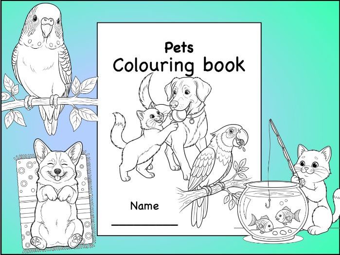 Pets Colouring Book – Fun Animal Activity Pages for Primary Kids (KS1)