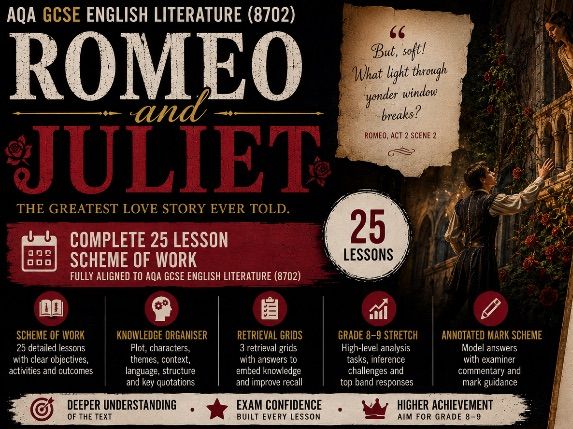 AQA GCSE English Literature (8702) | Romeo and Juliet | Complete 25 Lesson Scheme of Work + More