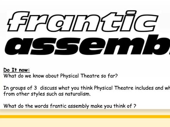 GCSE DRAMA Practitioner Tasters (Frantic Assembly)