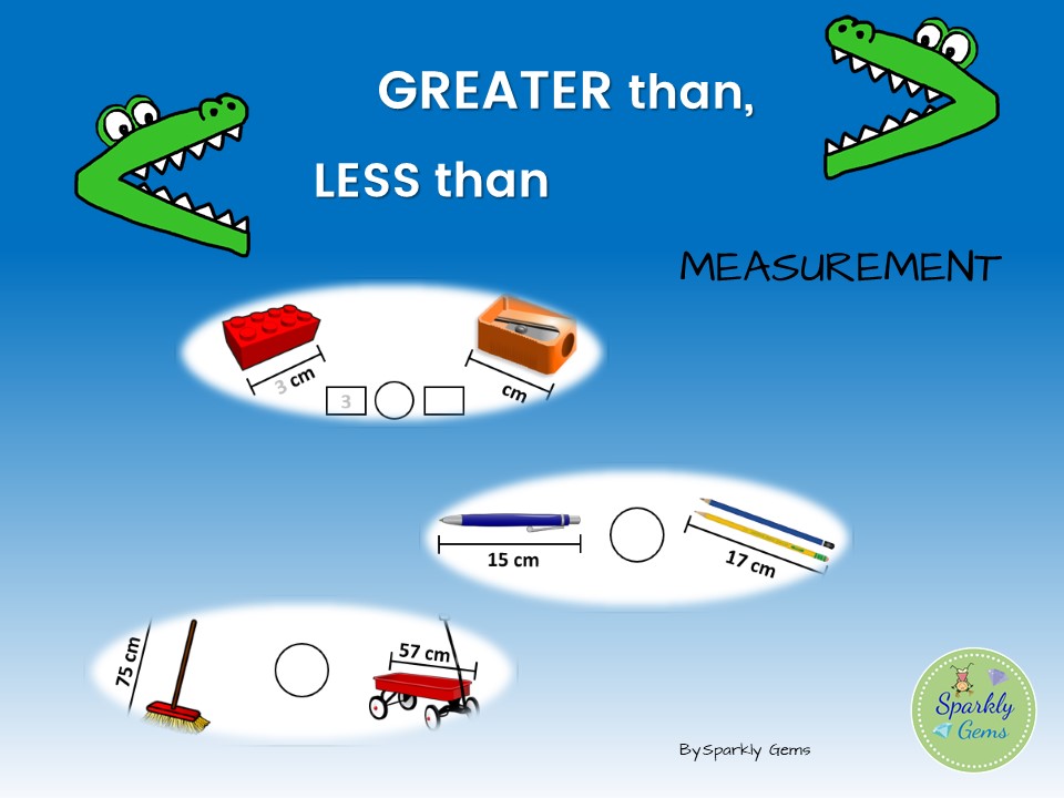 Greater than, Less than - Measurement activity in centimetres