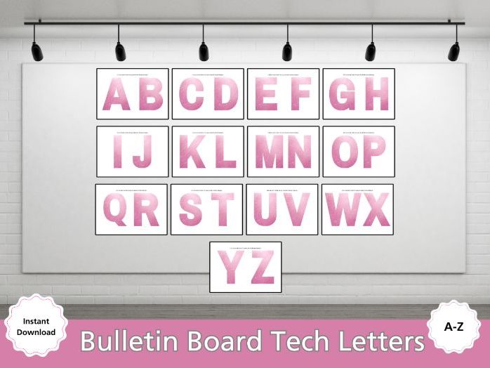 Pink Tech Bulletin Board Alphabet Letters – Classroom Display Set