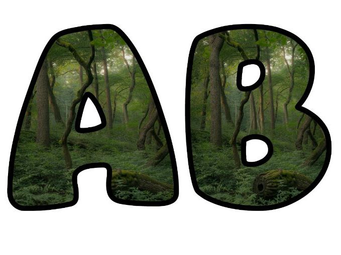 Woodland Walks Nature Classroom Display | Lettering Set | Upper & Lowercase, 0-9 and Signs