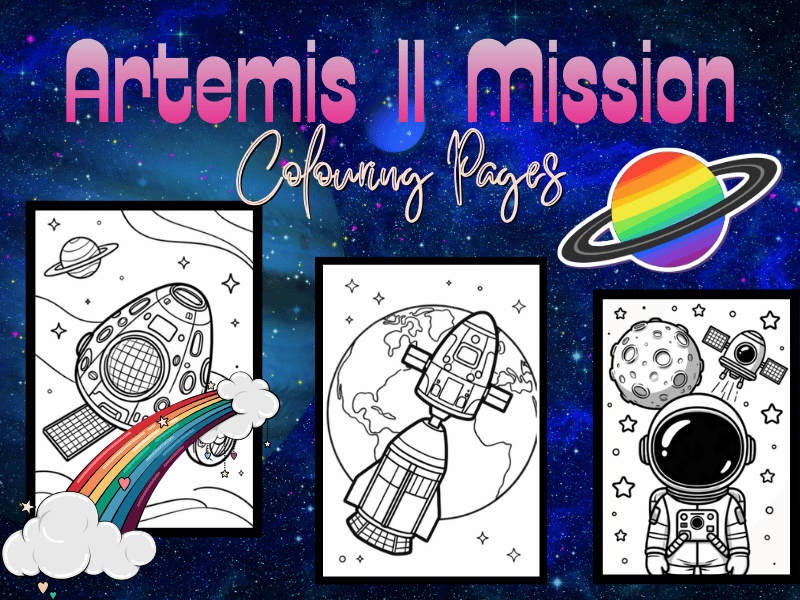 Artemis II Moon Mission Coloring Pages for Kids | Space STEM Activity Printables