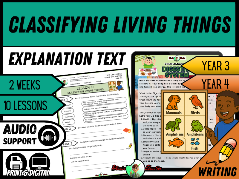 Classifying Living Things | Explanation Writing Pack | Year 3/4