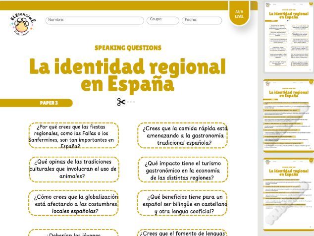 AS/A Level Spanish Speaking Cards: La Identidad Regional en España