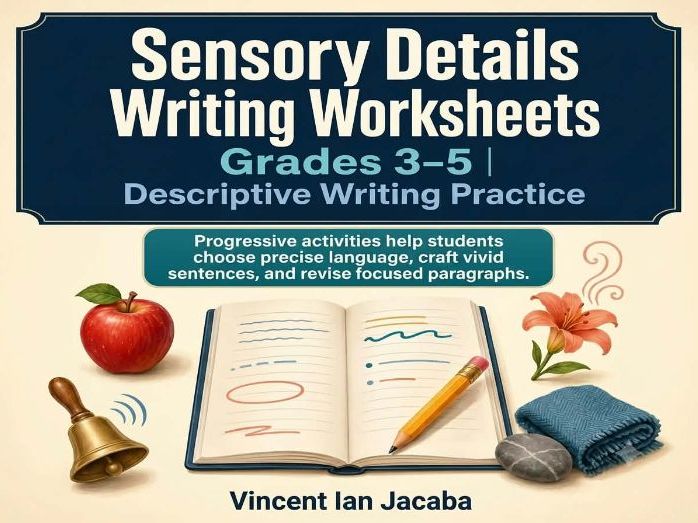 Sensory Details Writing Worksheets Grades 3–5 | Five Senses Descriptive Writing