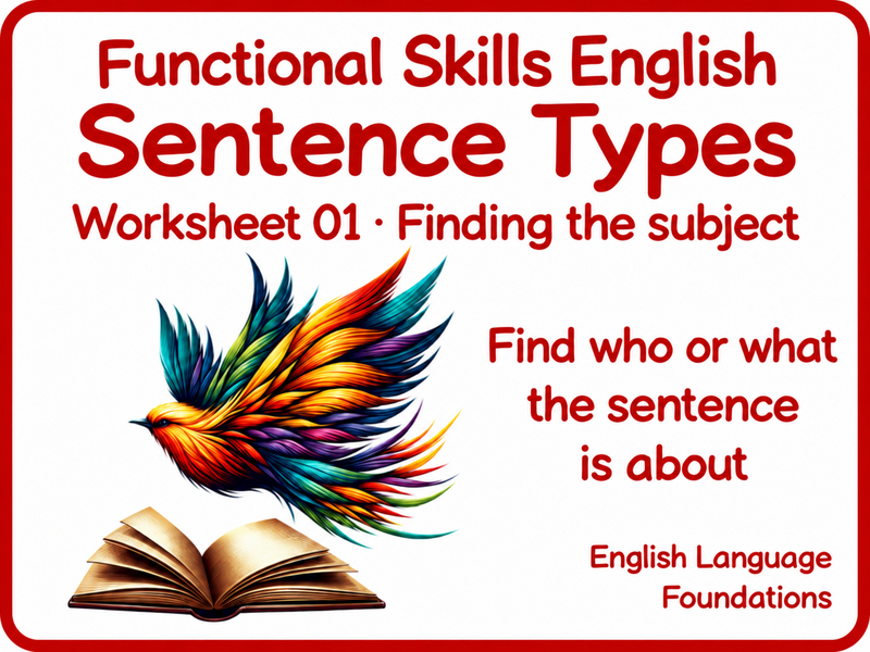 Sentence Subjects | Functional Skills English Worksheet Pack