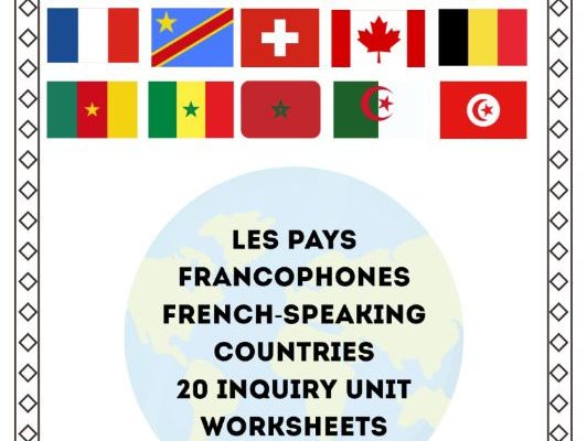 French-speaking countries inquiry unit worksheets (Les pays francophones)