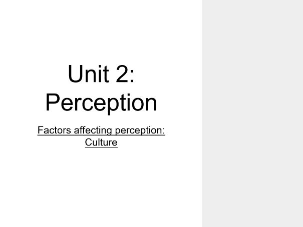 Psychology Perception Lesson 6 - Culture affecting perception