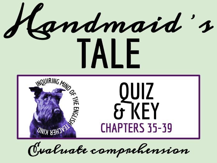The Handmaid's Tale Chapters 35, 36, 37, 38, and 39 Quiz and Answer Key | Reading Assessment