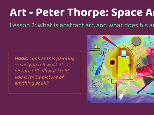 Art unit  - Lesson 2 - Peter Thorpe and abstract art
