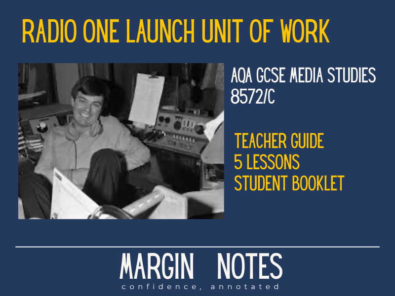 AQA GCSE Media Studies (8572) Radio 1 Launch Day CSP | Tony Blackburn 1967 | 5 Lessons + Booklet