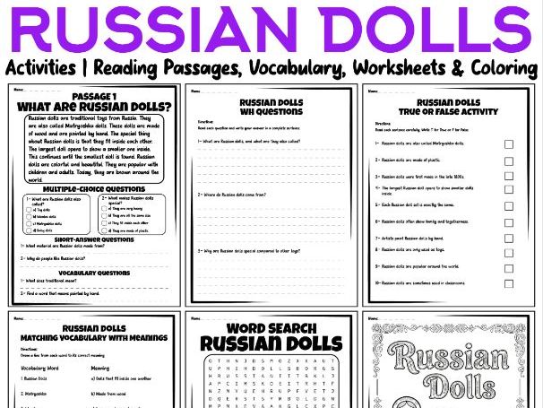 Russian Dolls Activities | Reading Passages, Vocabulary, Worksheets & Coloring